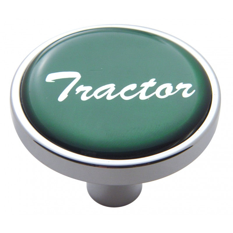Air Brake Knob Pin Mount Tractor Green Glossy Chrome Knob 1 1/2" Tall UP#23336