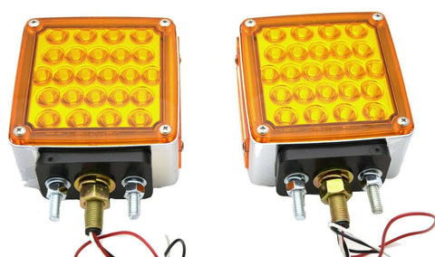 2-Square 24 Led Turn Signal Lights Pearl Amber/Red Lens 1 or 2 Studs #GG77615