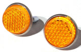 GG Reflectors Round Screw Type with Wing Nut & Spring Amber 5/8" #80841 Pair