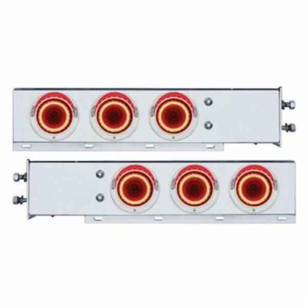 UP Mud Flap Hangers 2 1/2" Bolt Pattern "Mirage" 4" Red/Red Lights Visor #22252