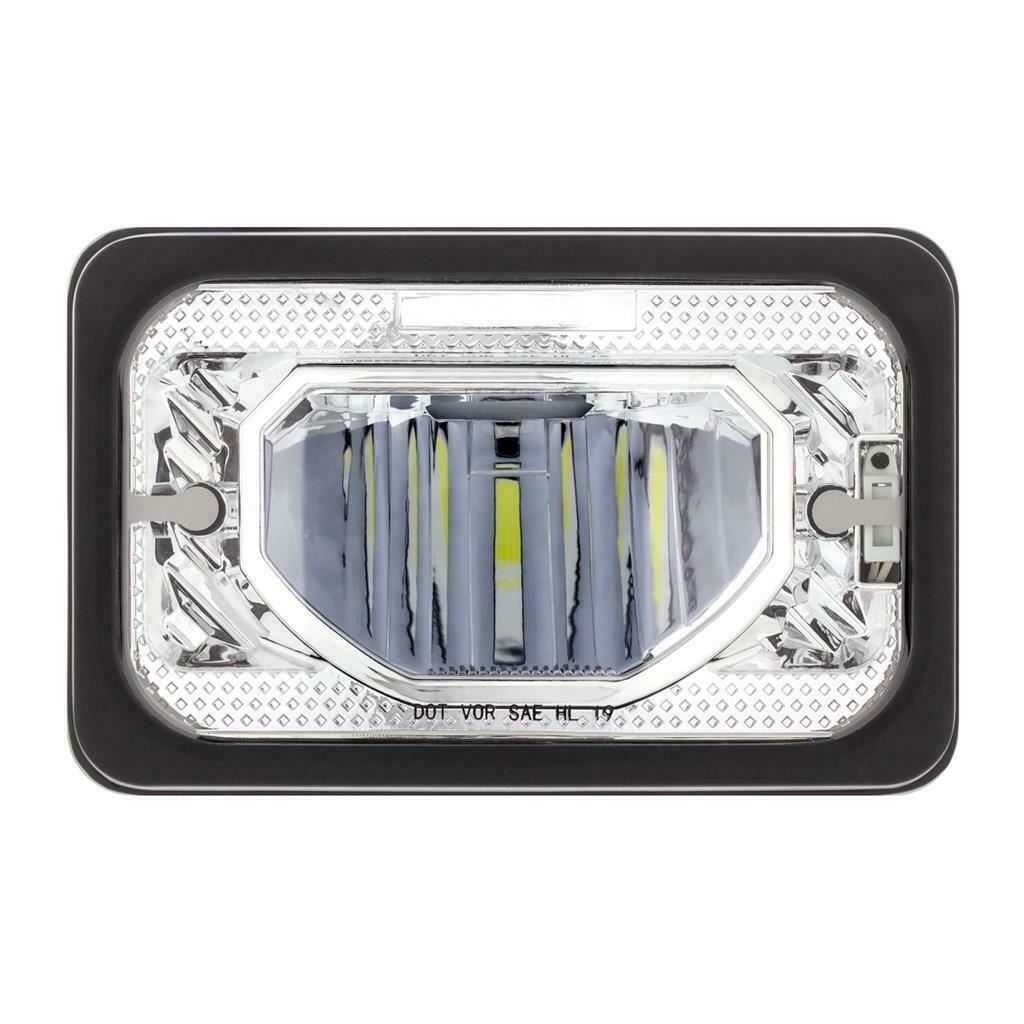 UP Heated LED Headlight Low Beam 4" X 6" H4656 Plug 12V/24V Chrome #34131 Each