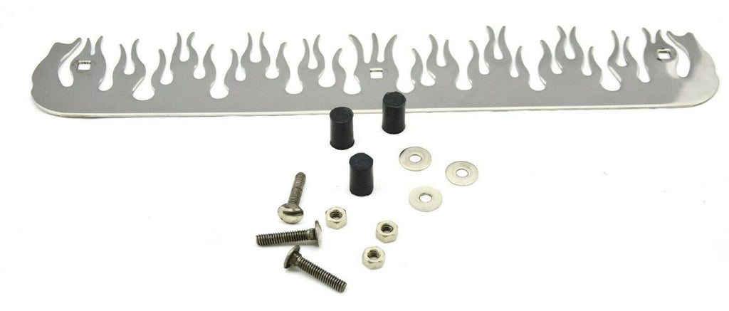 Mud Flap Plates/Weights 16" x 3" Flames Bolt-On Stainless Steel GG#30121 Pair