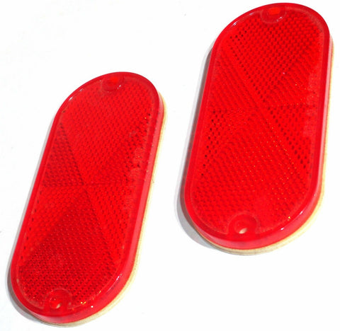 Oblong Reflectors 2 Screw Holes or Tape Mount 4 3/8" Long Red GG#99564 Pair
