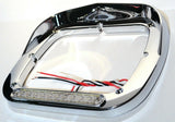 headlight bezels(2) 6x8 clear lens amber LEDS chrome plastic visor for Peterbilt