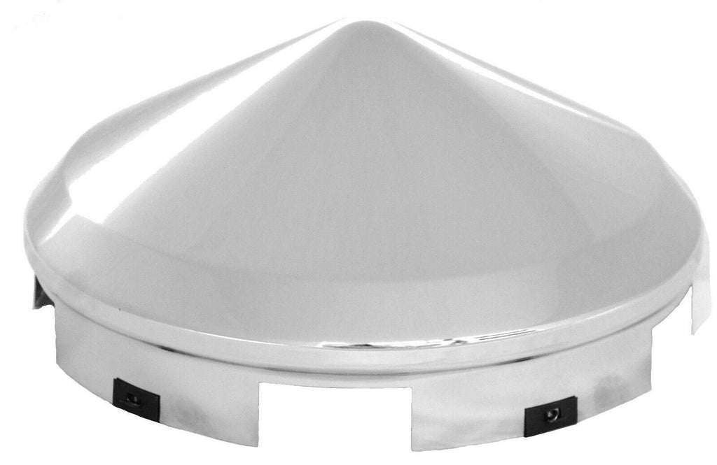 2-Front Hub Cap 5 Notch Cone Pointed Chrome for Aluminum Wheel 1" Lip GG#10743