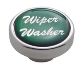 UP Wiper Washer Control Knob 1" Green Glossy Sticker Chrome Aluminum #23245 Each