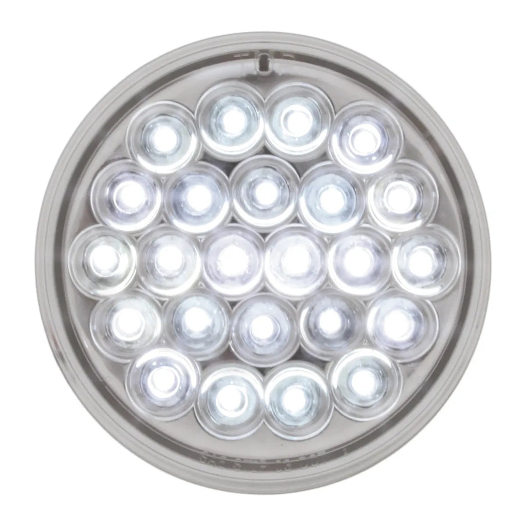 24 LED Back Up Light 4" Pearl White with Clear Lens 3 Prong GG#78272 Each
