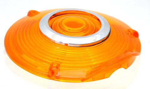 Back of Cab Lens Replacement 4" Amber with Chrome Ring Plastic 3 Hole GG#86720