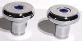 Tractor Tailer Parking Air Brake Knob Set Deluxe Screw-On Blue Jewel, Chrome Body