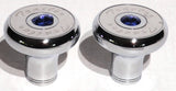 Tractor Tailer Parking Air Brake Knob Set Deluxe Screw-On Blue Jewel, Chrome Body