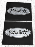Front Fender Mud Flaps Peterbilt 16x14 Black Silver Logo Rubber MPS-1614 -Pair