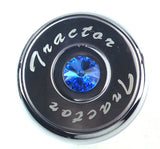 Tractor Tailer Parking Air Brake Knob Set Deluxe Screw-On Blue Jewel, Chrome Body