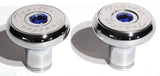 Tractor Tailer Parking Air Brake Knob Set Deluxe Screw-On Blue Jewel, Chrome Body
