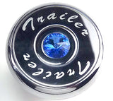 Tractor Tailer Parking Air Brake Knob Set Deluxe Screw-On Blue Jewel, Chrome Body