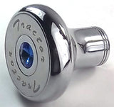 Tractor Tailer Parking Air Brake Knob Set Deluxe Screw-On Blue Jewel, Chrome Body