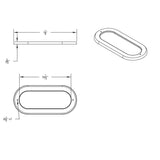Light Bezel/Trim for 6.5" Oval Light Plain Stainless Steel 2 Screw UP20506 Each