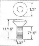 Window Crank Screw for Square Hole Crank Chrome 7/16" Tall UP24011 Set of 2