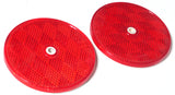 reflectors (2) round 3-1/4" red acrylic for Peterbilt Kenworth Freightliner