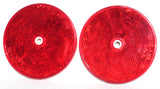 reflectors (2) round 3-1/4" red acrylic for Peterbilt Kenworth Freightliner