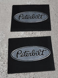 Front Fender Mud Flaps Peterbilt 16x14 Black Silver Logo Rubber MPS-1614 -Pair
