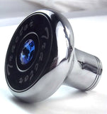 Tractor Tailer Parking Air Brake Knob Set Deluxe Screw-On Blue Jewel, Chrome Body