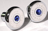 Tractor Tailer Parking Air Brake Knob Set Deluxe Screw-On Blue Jewel, Chrome Body