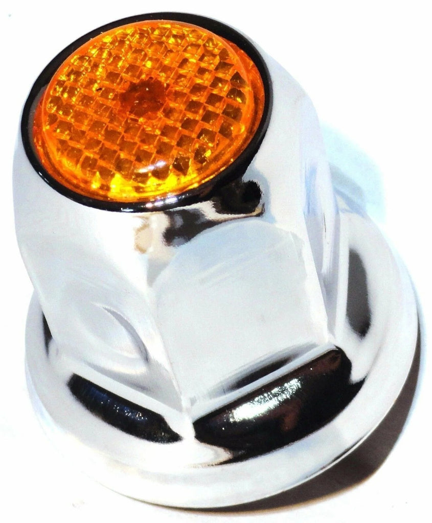 Lug Nut Covers 33mm Push-On Amber Reflector Chrome 2" Tall #10038 Set of 20