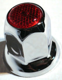 Lug Nut Covers 33mm Push-On Red Reflector Chrome 2" Tall UP#10039 Set of 40