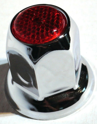 Lug Nut Covers 33 mm Push-On Red Reflector Chrome 2" Tall UP#10039 Set of 5
