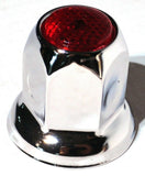 Lug Nut Covers 33 mm Push-On Red Reflector Chrome 2" Tall UP#10039 Set of 5