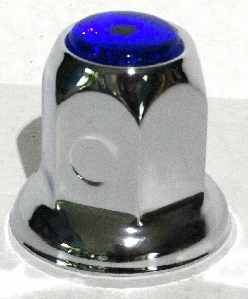 Lug Nut Covers 33mm Push-On Blue Reflector Chrome 2" Tall UP#10041 Set of 20
