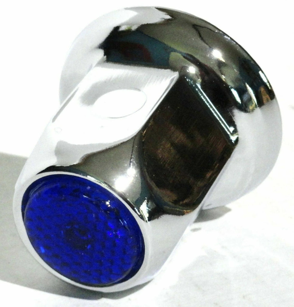 Lug Nut Covers 33mm Push-On Blue Reflector Chrome 2" Tall UP#10041 Set of 40