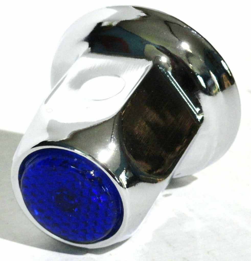 Lug Nut Covers 33mm Push-On Blue Reflector Chrome 2" Tall UP#10041 Set of 40