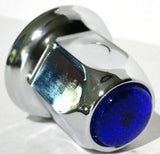 Lug Nut Covers 33mm Push-On Blue Reflector Chrome 2" Tall UP#10041 Set of 40