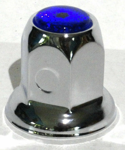 Lug Nut Covers 33mm Push-On Blue Reflector Chrome 2" Tall UP#10041 Set of 5