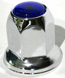 Lug Nut Covers 33mm Push-On Blue Reflector Chrome 2" Tall UP#10041 Set of 5