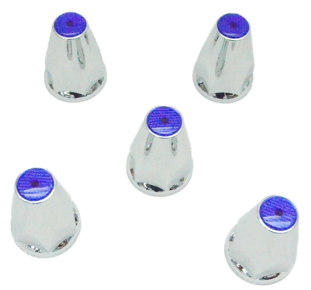 Lug Nut Covers 33mm Push-on Bullet Slotted Blue 2 3/4" #10073 Set of 5