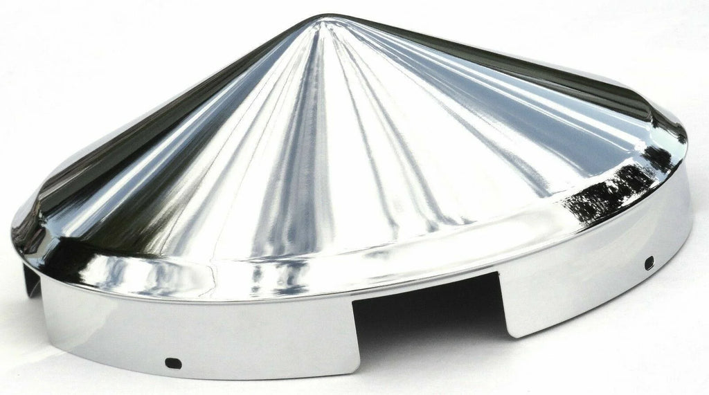 Front Hub Cap 4 Notch For Aluminum Wheel Cone Point Chrome 1" Lip UP#10149-Pair