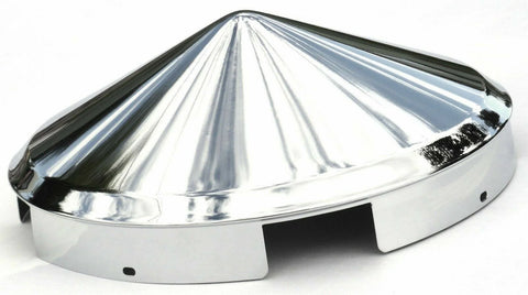 Front Hub Cap 4 Notch For Aluminum Wheel Cone Point Chrome 1" Lip UP#10149-Pair