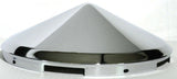 Front Hub Caps 6 Uneven Notches Cone Pointed Chrome 7/16" Lip UP#10168-Pair