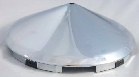 Front Hub Caps Spinner Hole 5 Even Notches Dome Chrome 7/16" Lip UP#10182 Pair