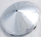 Front Hub Caps Spinner Hole 5 Even Notches Dome Chrome 7/16" Lip UP#10182 Pair
