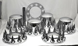 Chrome Axle Covers Combo Kit Front Rear Dome Hub Caps 33mm Spike Lug Nut Covers