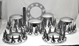 Chrome Axle Covers Combo Kit Front Rear Dome Hub Caps 33mm Spike Lug Nut Covers