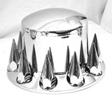 Chrome Axle Covers Combo Kit Front Rear Dome Hub Caps 33mm Spike Lug Nut Covers