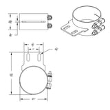 Exhaust Butt Joint Clamp for 5 ID Peterbilt Pipe Straight Tab Stainless UP#10319
