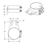 Exhaust Butt Joint Clamp for 5 ID Peterbilt Pipe Straight Tab Stainless UP#10319