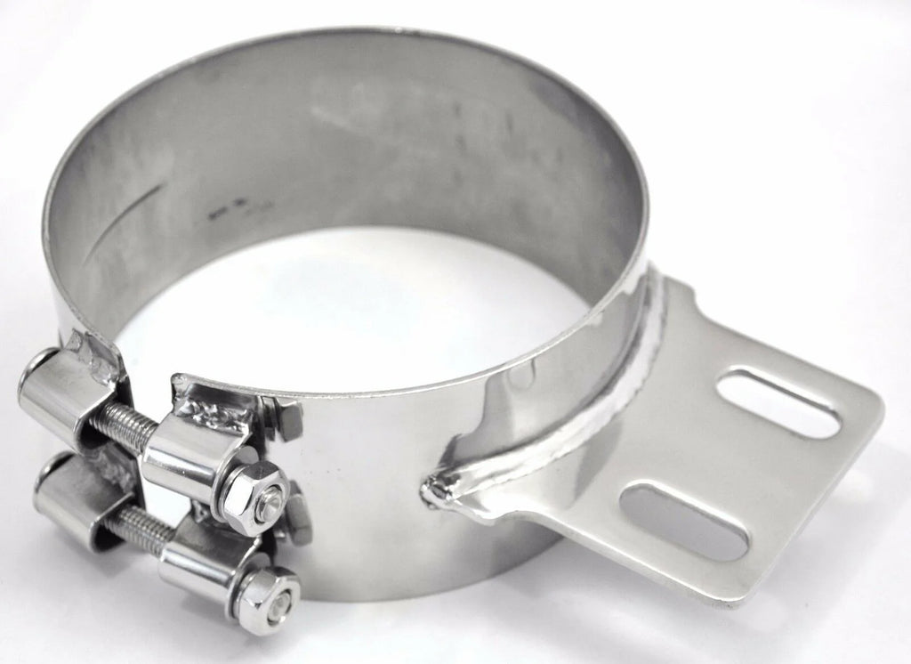 Stack Exhaust Butt Joint Clamp Straight Bracket for 6” Stack Stainless UP#10320