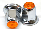 Lug Nut Covers 33mm Push-On Amber Reflector Chrome 2" Tall GG#10490 Set of 5