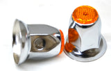 Lug Nut Covers 33mm Push-On Amber Reflector Chrome 2" Tall GG#10490 Set of 5